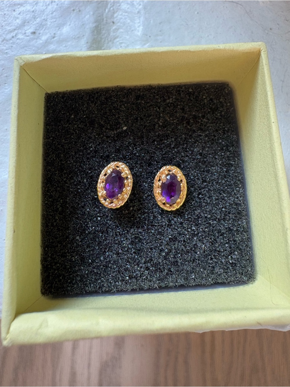 14k Gold and Amethyst  Oval Stud Earrings